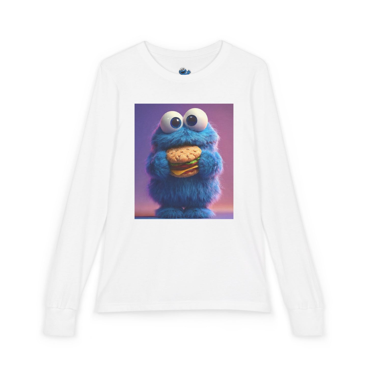 Cookie Monster Kids' Long Sleeve Tee — Cute Cookie Graphic Youth Shirt