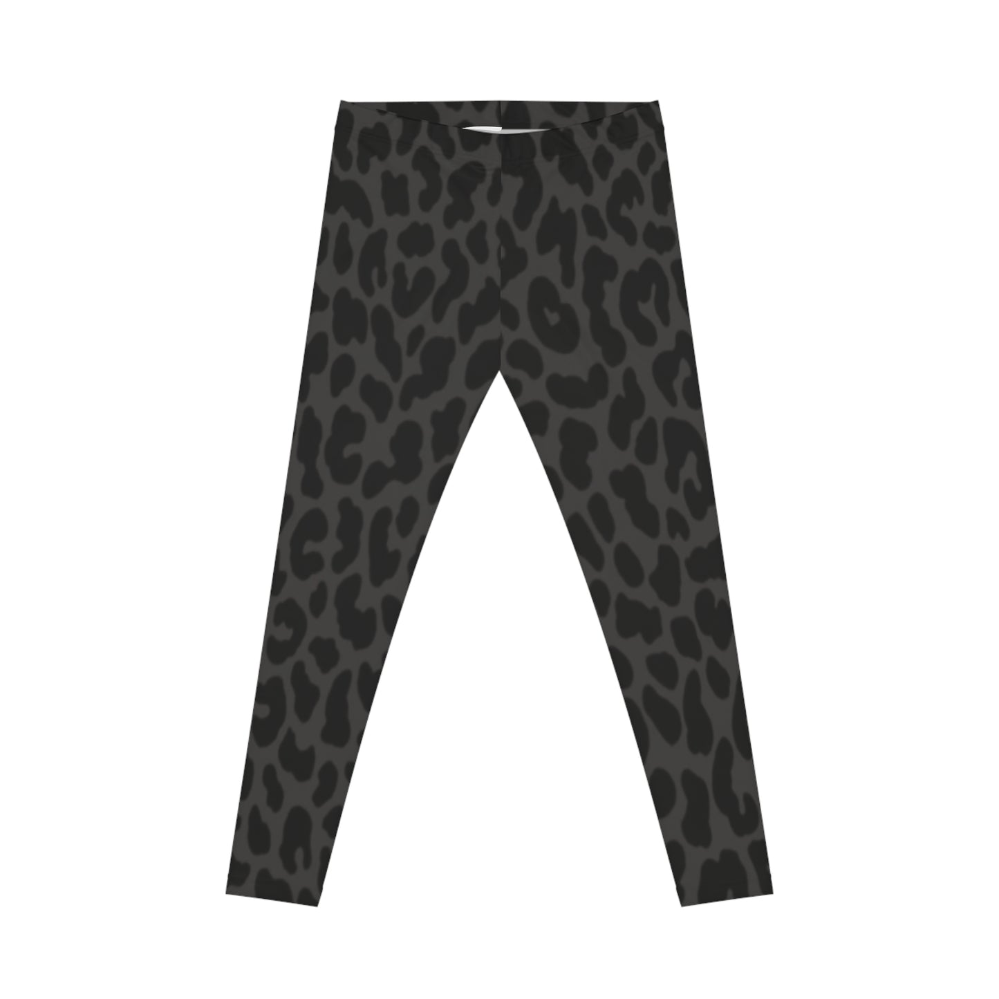 Black Grey Leopard Print Leggings — Women's Casual Animal-Print AOP Leggings