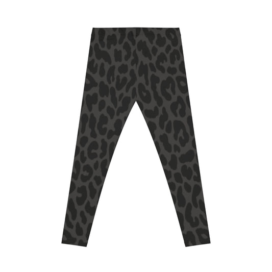 Black Grey Leopard Print Leggings — Women's Casual Animal-Print AOP Leggings